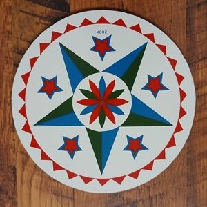 Vtg Zook Trivet Wall Art Pennsylvania  Dutch Star Flower Kitschy MCM 7.75" Cork
